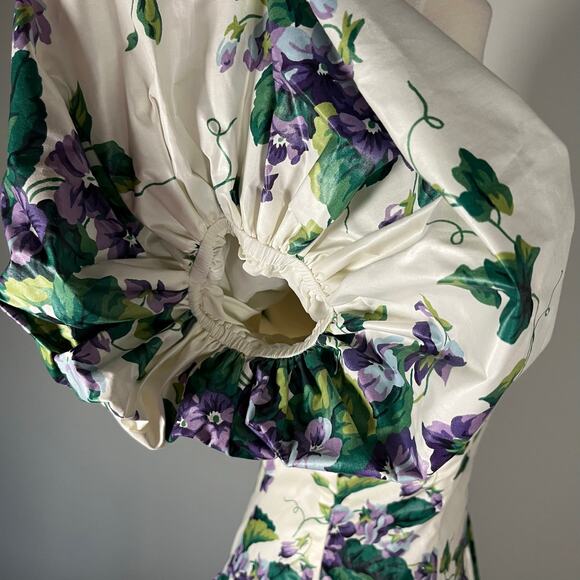 Vintage 80s / 90s Puff Sleeve Maxi Dress Laura Ashley Style // Size Medium - Picture 4 of 8